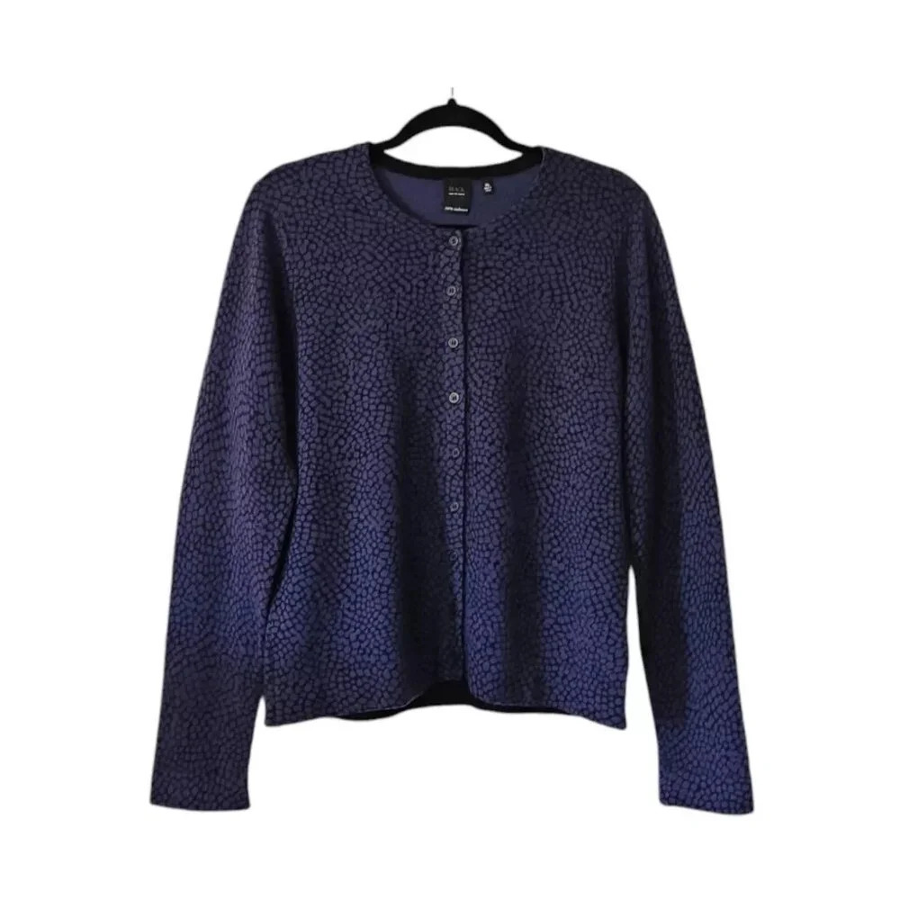 Saks Fifth Avenue Black 100% Cashmere Women's Size XL Blue Long Sleeve Button Up